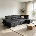 Brighton Soft Rhino Fabric Pull Out SofaBed With Storage Chaise and Wireless Charger
