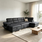 Brighton Soft Rhino Fabric Pull Out SofaBed With Storage Chaise and Wireless Charger