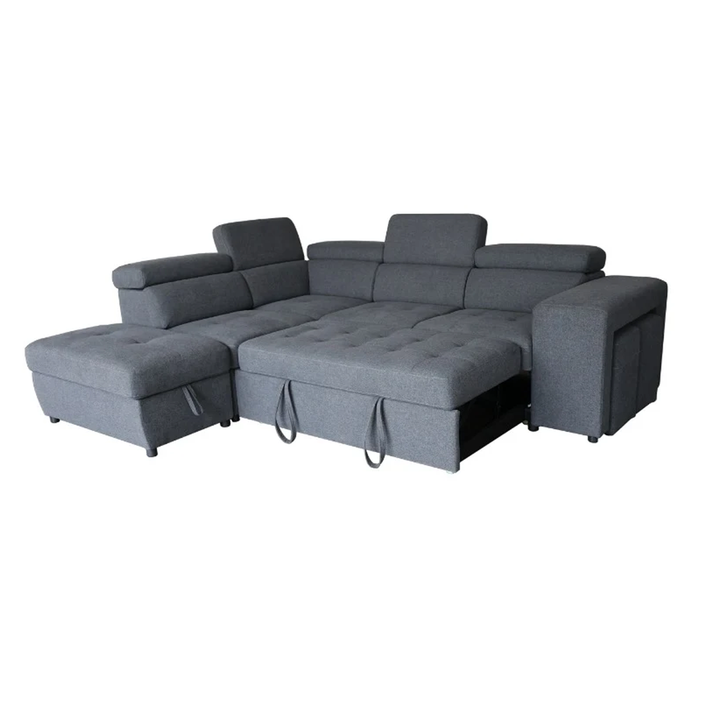 Positano Fabric Corner Sofa Bed with Storage & Hidden Footstools