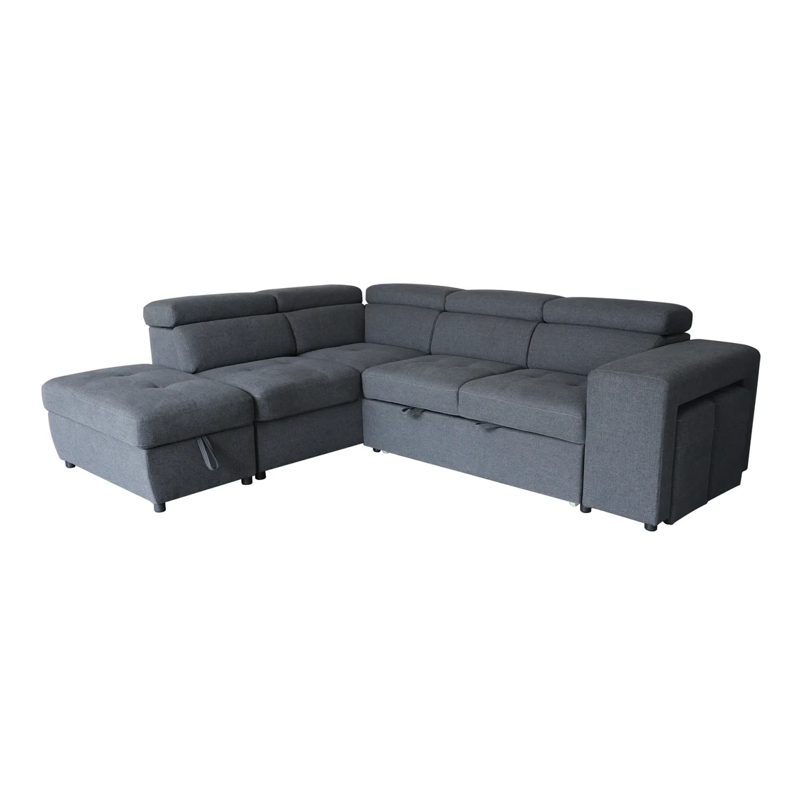 Positano Fabric Corner Sofa Bed with Storage & Hidden Footstools