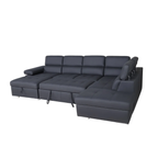 Brighton Soft Rhino Fabric Pull Out SofaBed With Storage Chaise and Wireless Charger