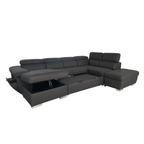 Brighton Soft Rhino Fabric Pull Out SofaBed With Storage Chaise and Wireless Charger