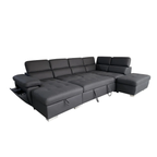 Brighton Soft Rhino Fabric Pull Out SofaBed With Storage Chaise and Wireless Charger