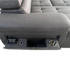 Brighton Soft Rhino Fabric Pull Out SofaBed With Storage Chaise and Wireless Charger