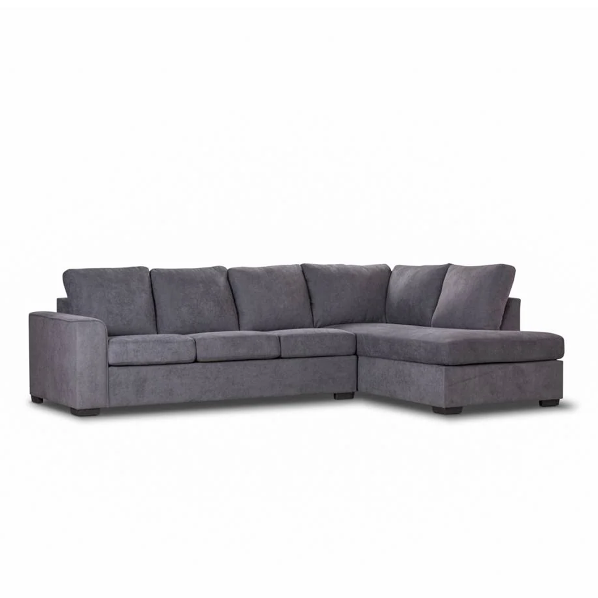Kristie Fabric Corner Sofa Bed with Pull-Out Queen Mattress -Dark Grey