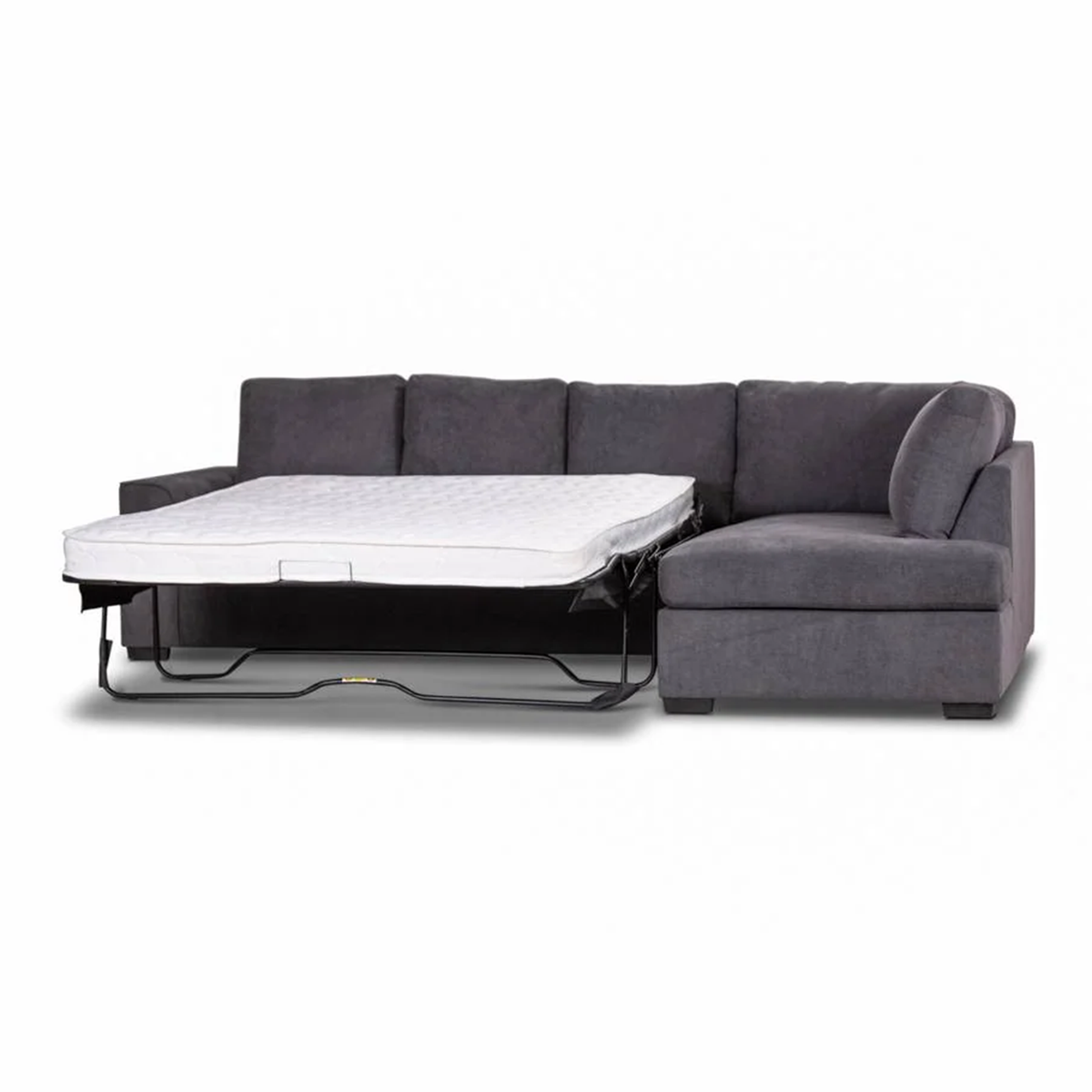 Kristie Fabric Corner Sofa Bed with Pull-Out Queen Mattress -Dark Grey