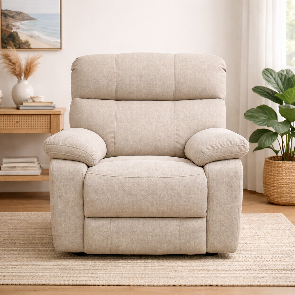 Byron Manual Fabric Recliner Chair -Sand Beige
