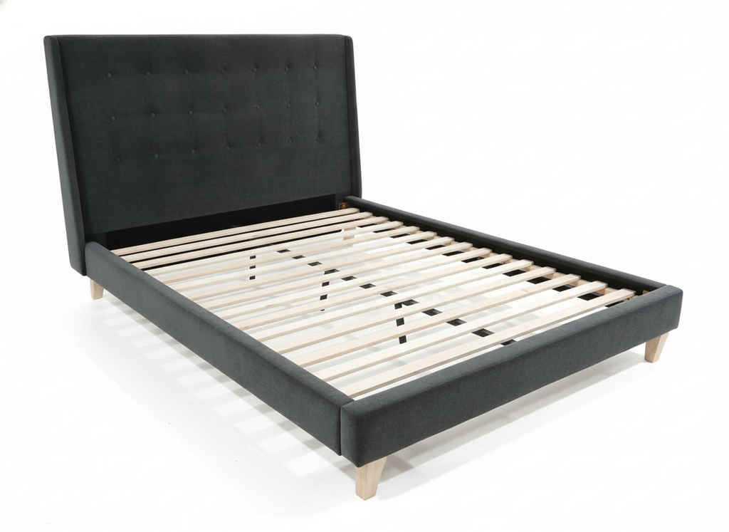 Eva Queen Bed -Upholstered Charcoal