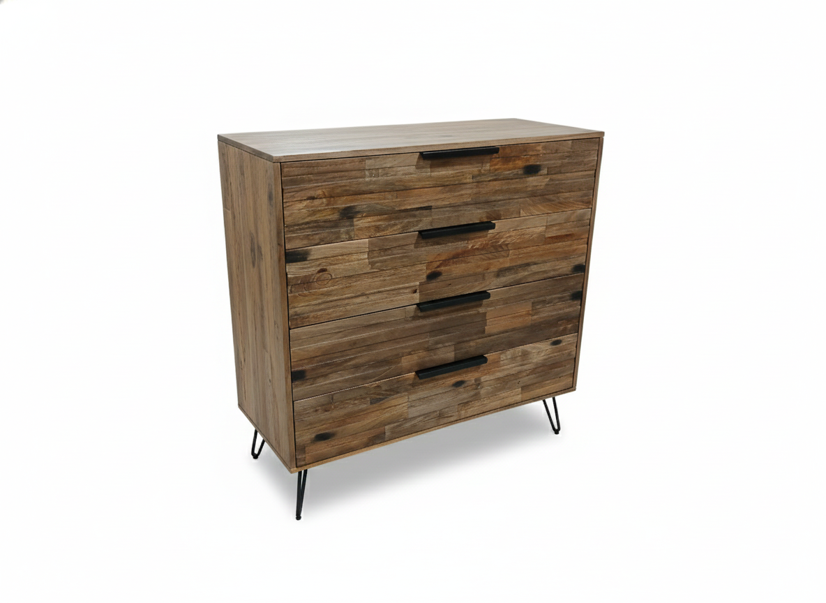 Rustic Oak Tallboy -4 Drawer Chest