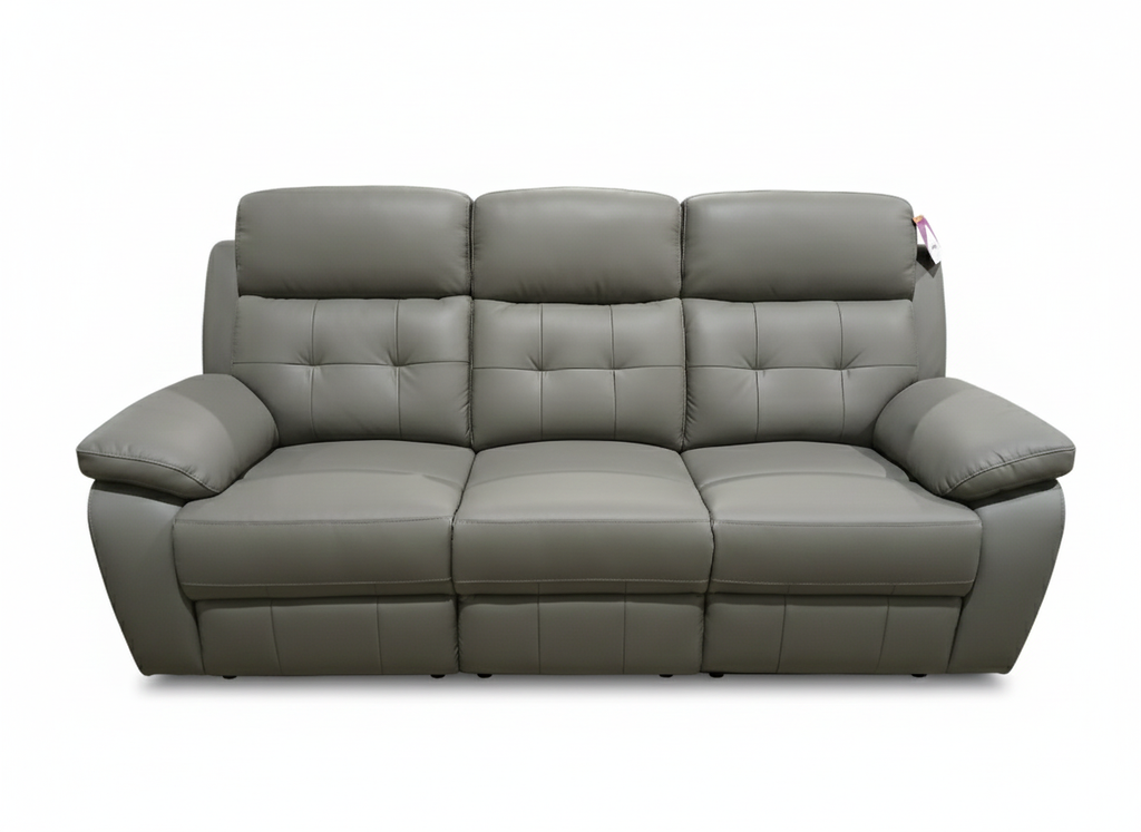 Cosmic 3 + 1 + 1 Manual Recliner Leather Sofa Set -Grey