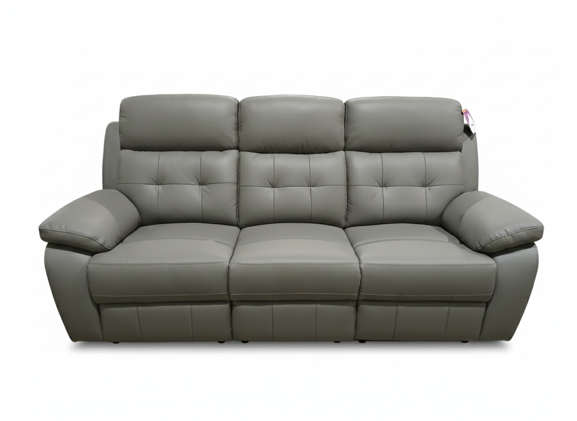 Cosmic 3 + 1 + 1 Manual Recliner Leather Sofa Set -Grey