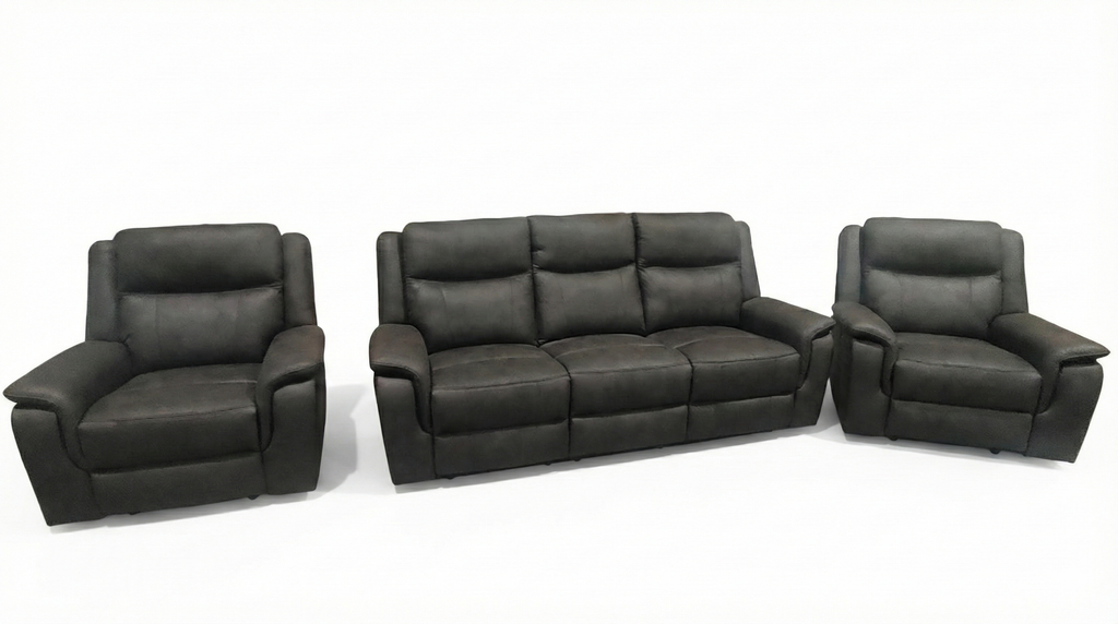 Asper 3 + 1 + 1 Manual Recliner Sofa Set -Charcoal