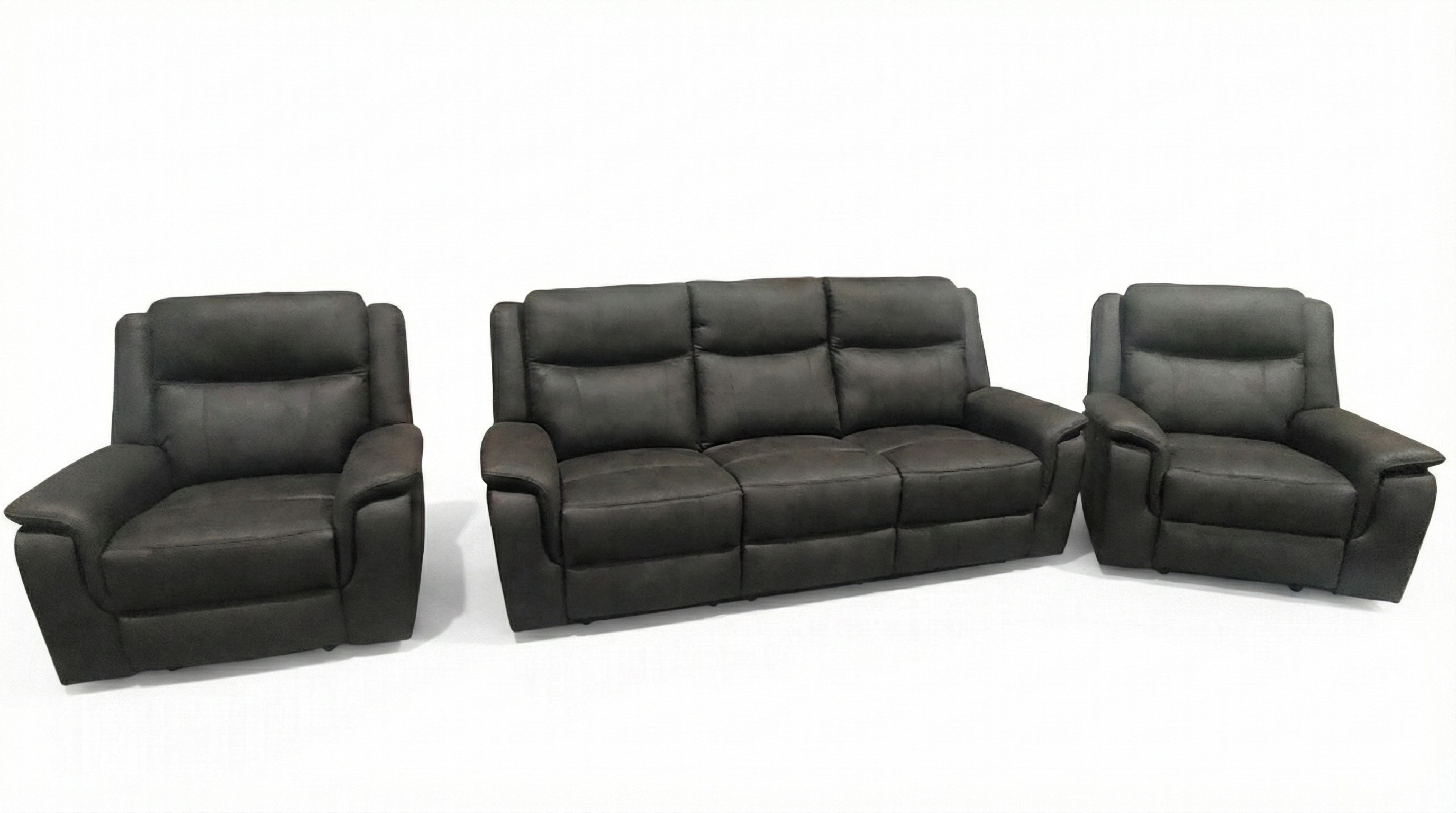 Asper 3 + 1 + 1 Manual Recliner Sofa Set -Charcoal