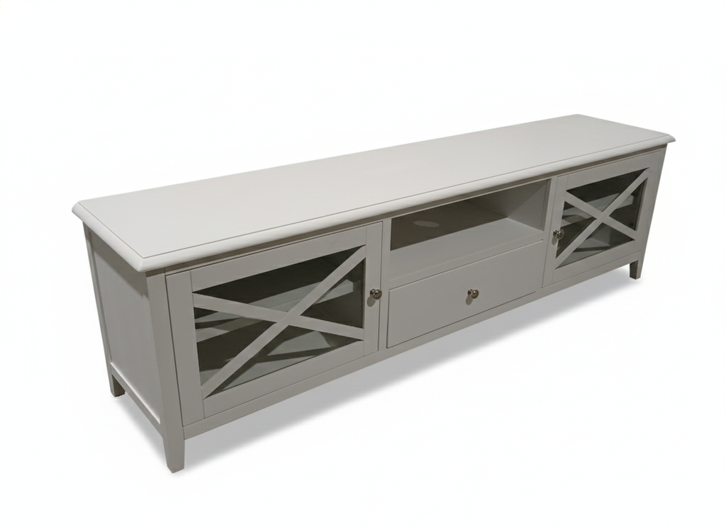 Hampton Large TV Unit -2 Drawers White Coastal Style