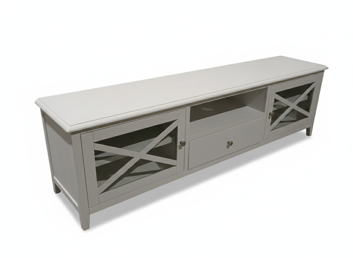 Hampton Large TV Unit -2 Drawers White Coastal Style
