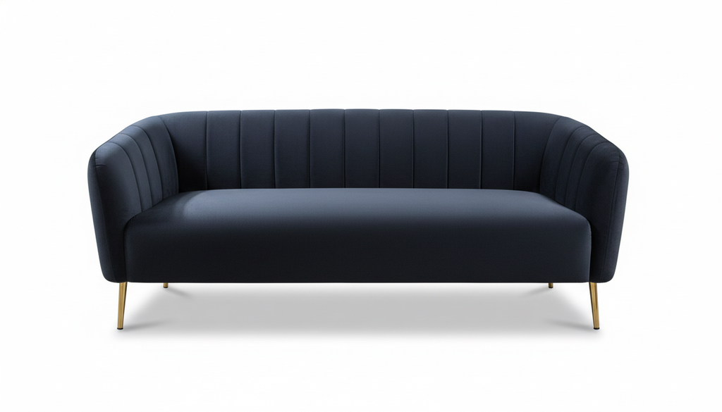 Luna Curved 3 Seater Sofa -Midnight Blue