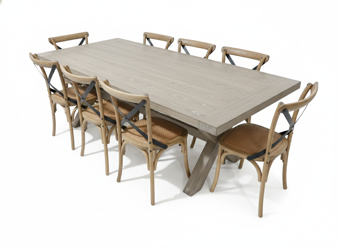 Montack 9 Piece Dining Set -Timber Table with 8 Chairs