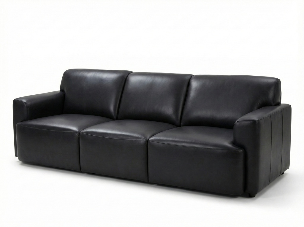 Chevron 3+2 Full Leather Sofa Set -Premium Black Lounge