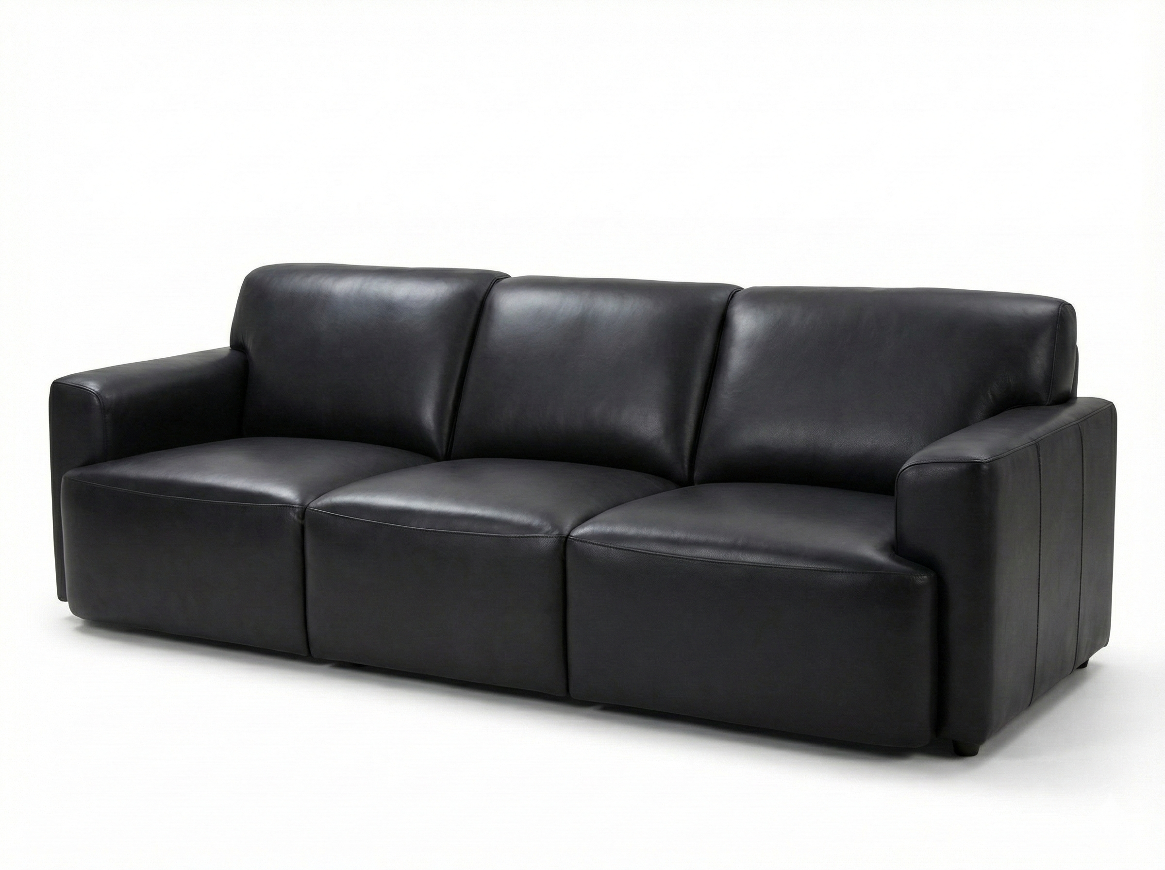 Chevron 3+2 Full Leather Sofa Set -Premium Black Lounge