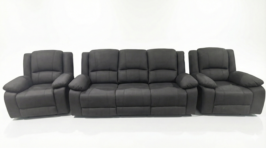 Captain 3 + 1 + 1 Manual Recliner Sofa Set -Charcoal