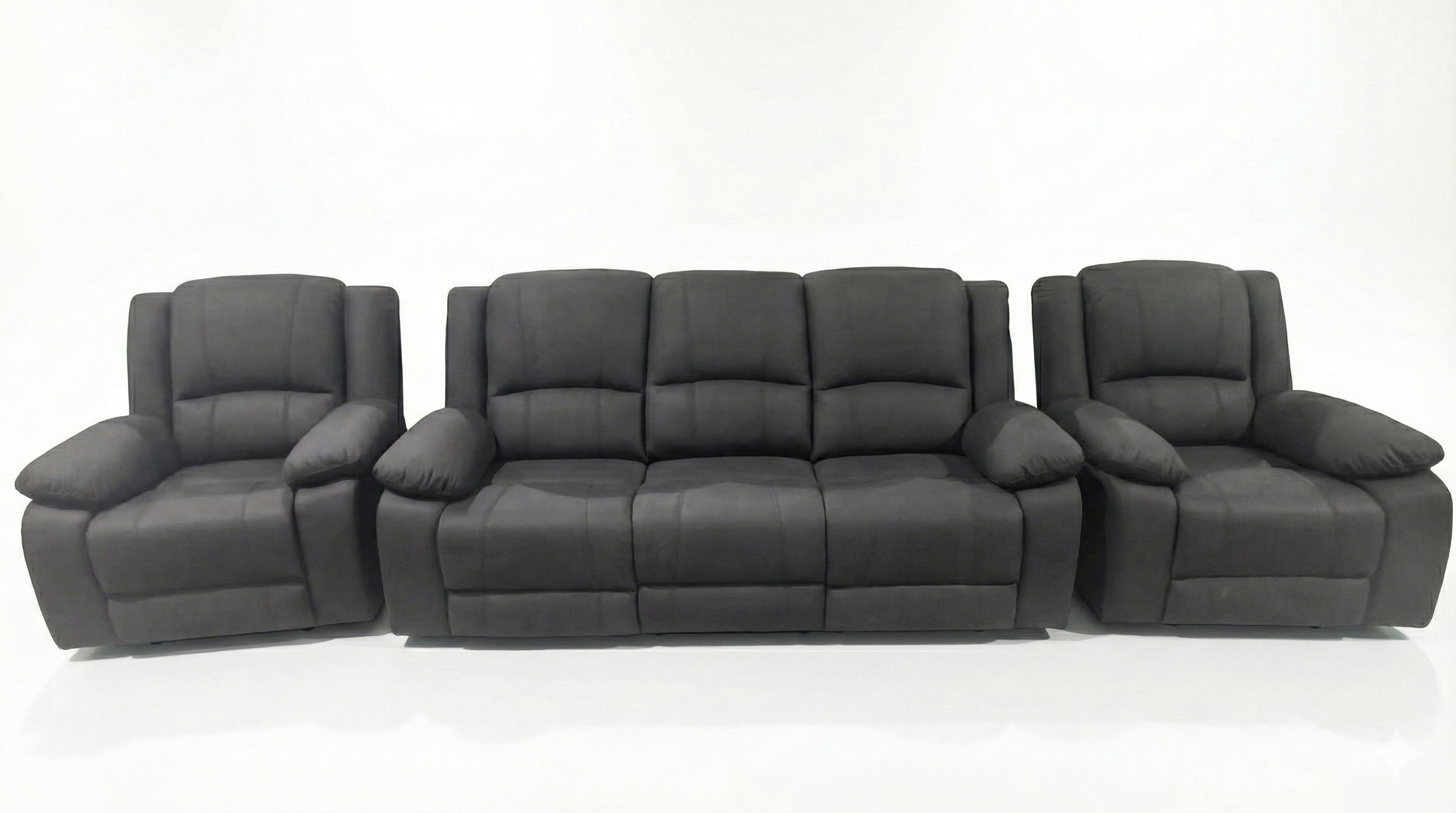 Captain 3 + 1 + 1 Manual Recliner Sofa Set -Charcoal