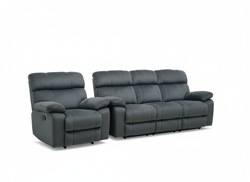 Raego 3 + 1 Manual Recliner Sofa Set -Charcoal Blue