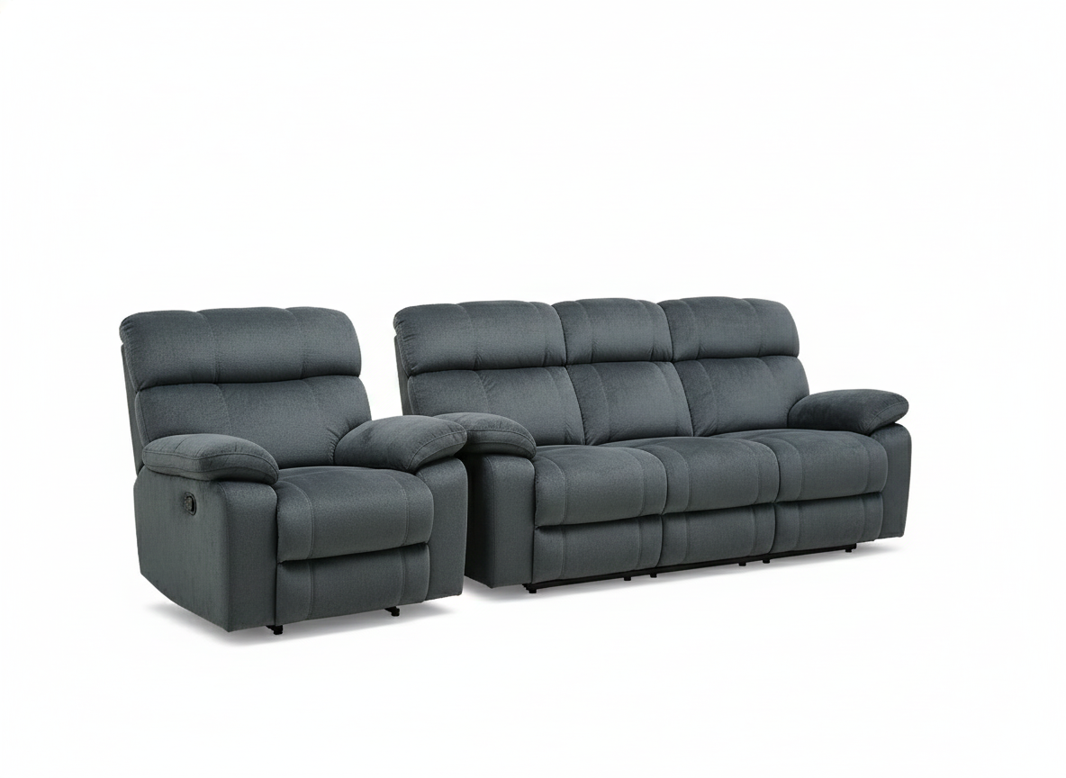 Raego 3 + 1 Manual Recliner Sofa Set -Charcoal Blue