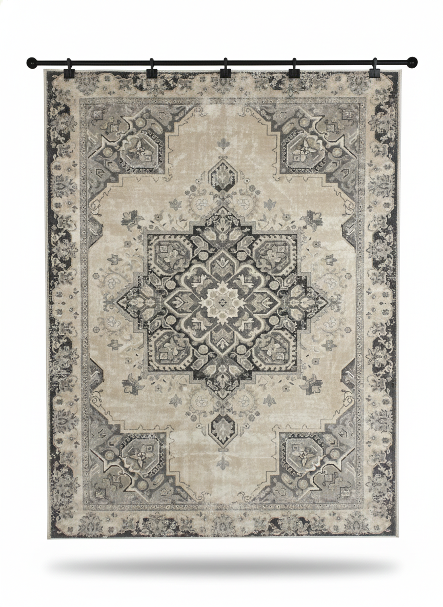 Arlo Vintage Medallion Rug -Soft Grey