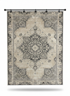 Arlo Vintage Medallion Rug -Soft Grey