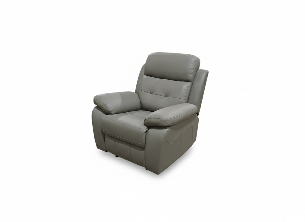 Cosmic 3 + 1 + 1 Manual Recliner Leather Sofa Set -Grey