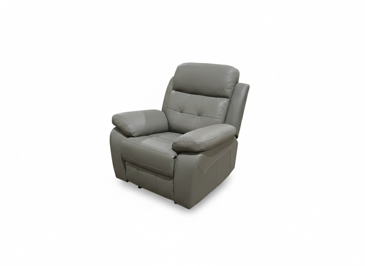Cosmic 3 + 1 + 1 Manual Recliner Leather Sofa Set -Grey