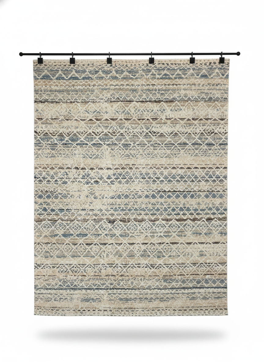 Byron Tribal Textured Rug -Natural Blue