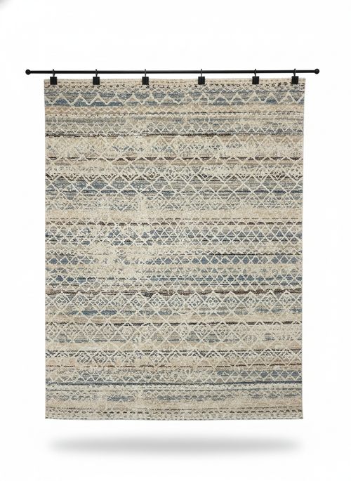 Byron Tribal Textured Rug -Natural Blue