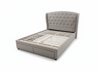 Lara Queen Bed with Storage Drawers -Beige Upholstered