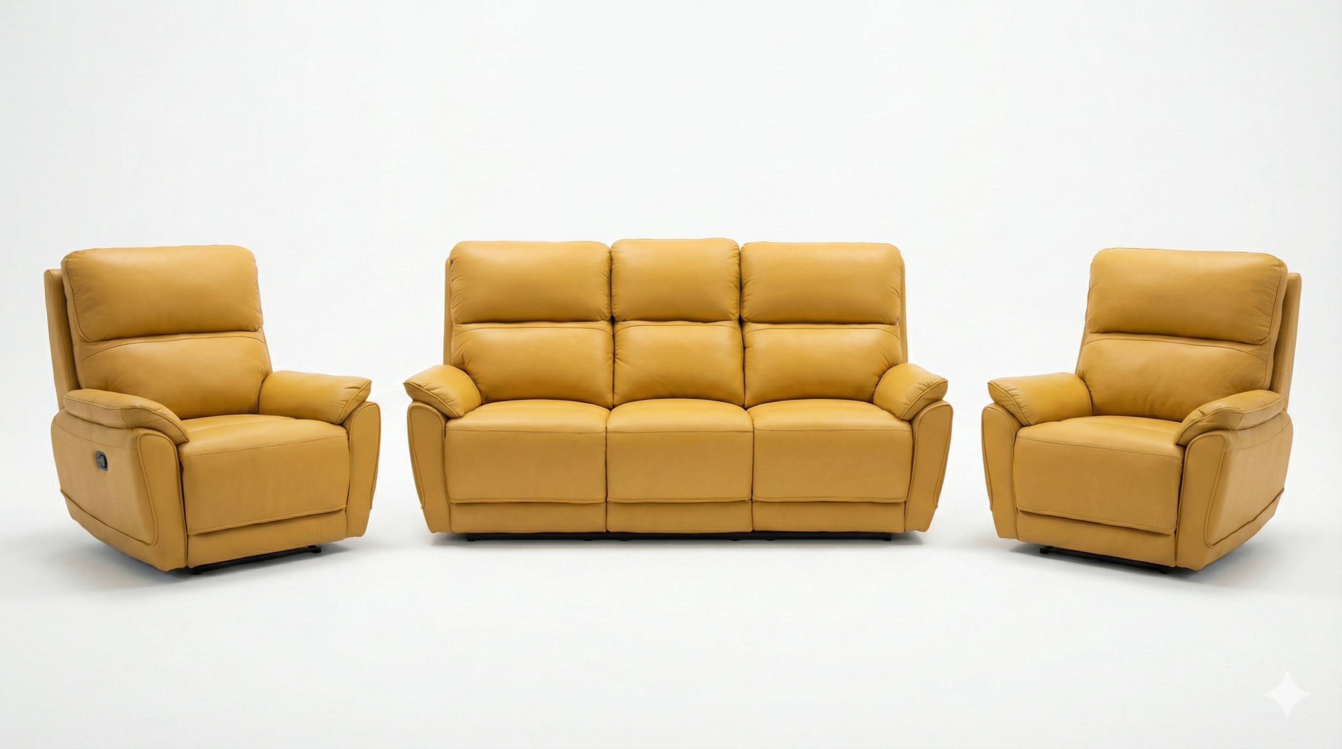 York 3 + 1 + 1 Leather Recliner Sofa Set -Tan