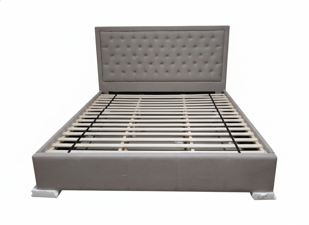 Ritz King Bed Frame -Upholstered Grey Tufted