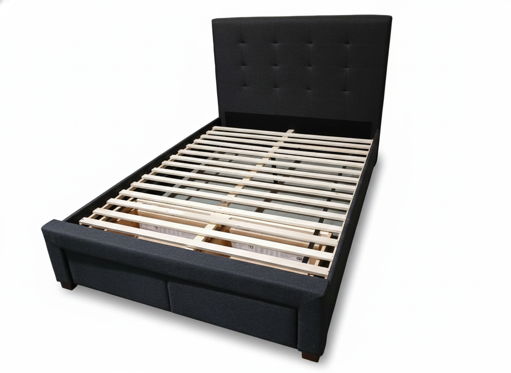 Rhodes Double Bed Frame -Charcoal Upholstered