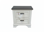 Hamptons White Bedside Table -2 Drawer