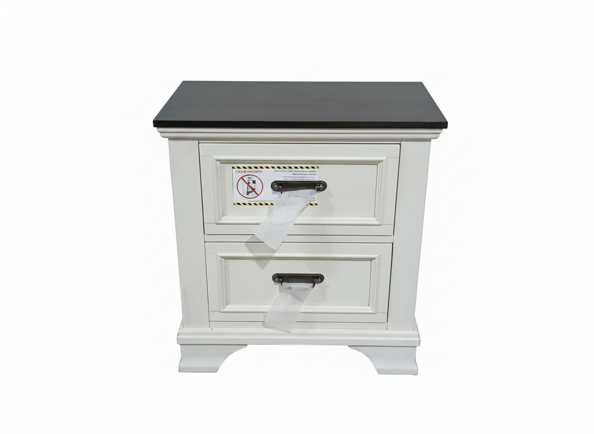 Hamptons White Bedside Table -2 Drawer