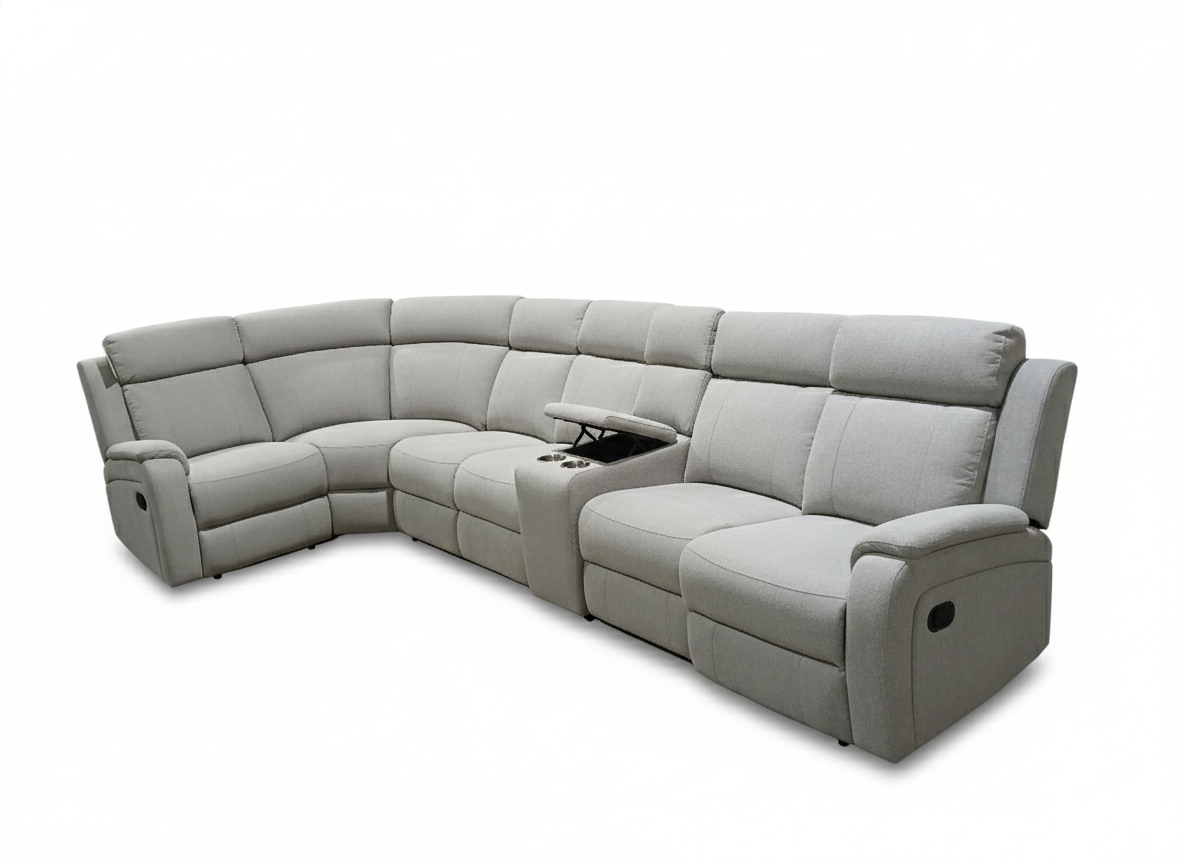 Virgo Corner Manual Recliner Suite -Light Grey