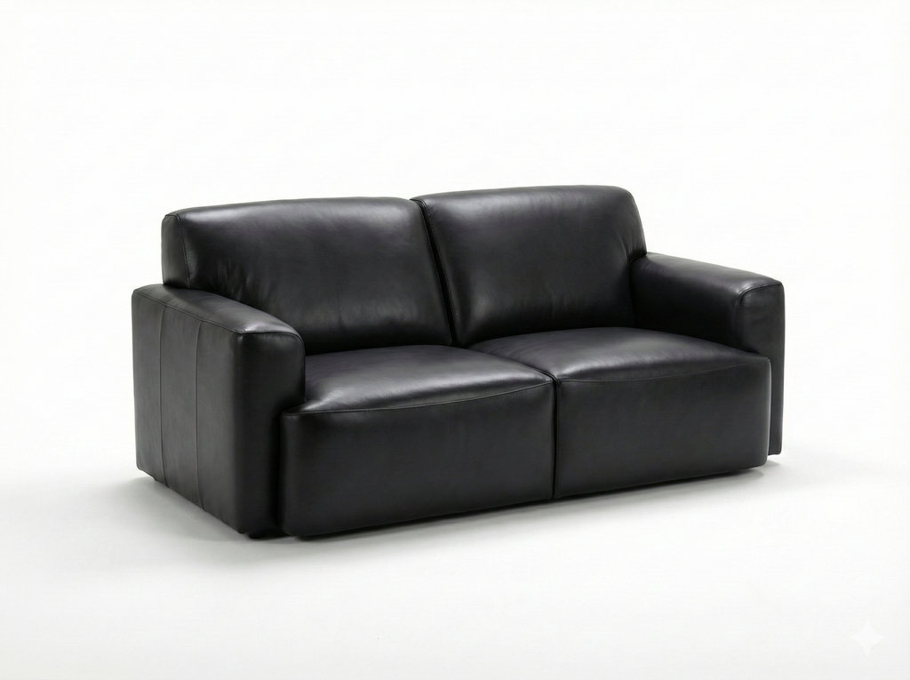 Chevron 3+2 Full Leather Sofa Set -Premium Black Lounge