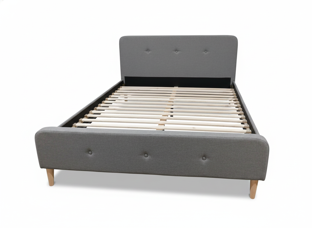 Arden Queen Bed Frame -Grey Upholstered