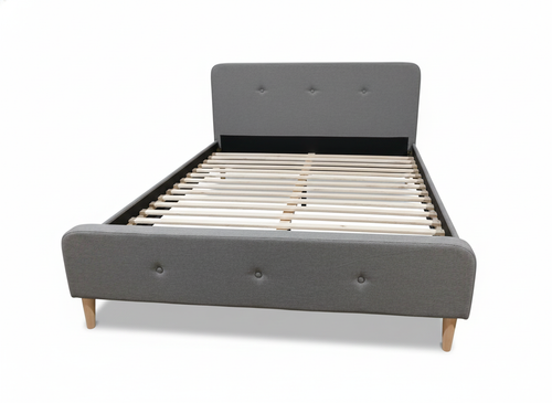 Arden Queen Bed Frame -Grey Upholstered