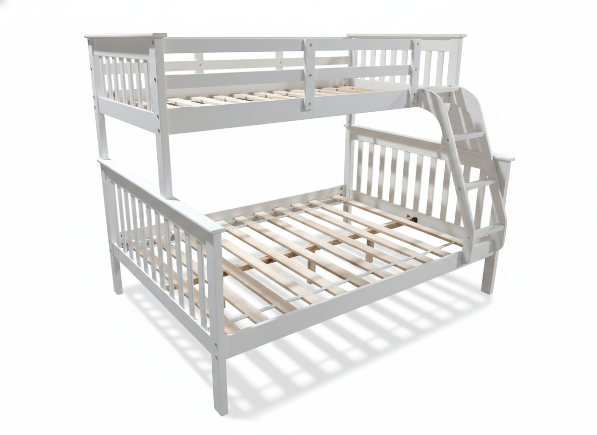 Everest Single Over Double Bunk Bed -White Timber