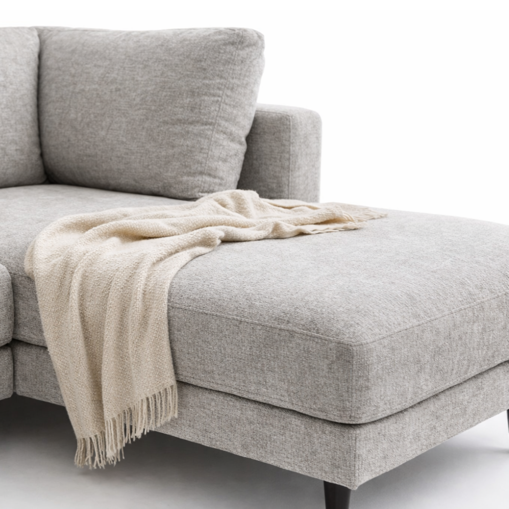 Almada Fabric Corner Sofa with Right Hand Chaise -Light Grey