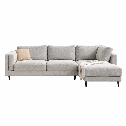 Almada Fabric Corner Sofa with Right Hand Chaise -Light Grey