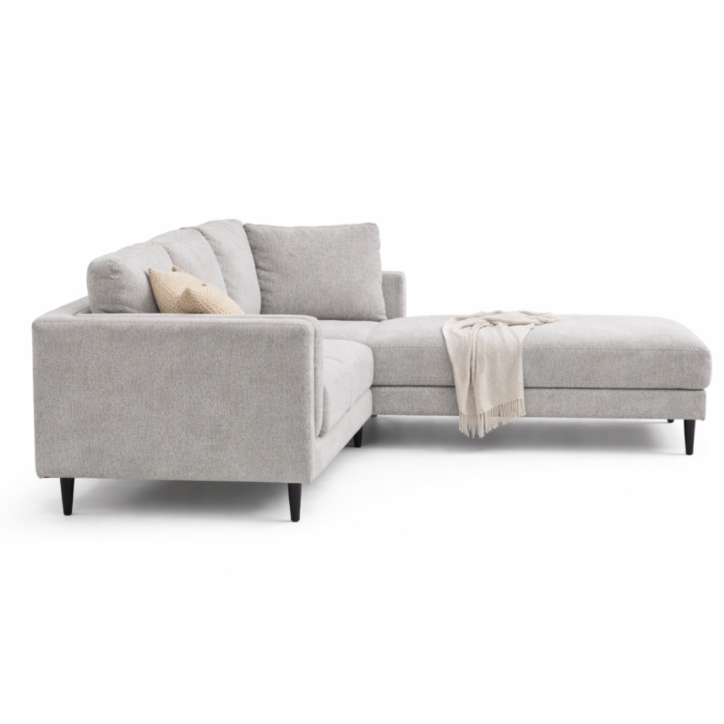 Almada Fabric Corner Sofa with Right Hand Chaise -Light Grey