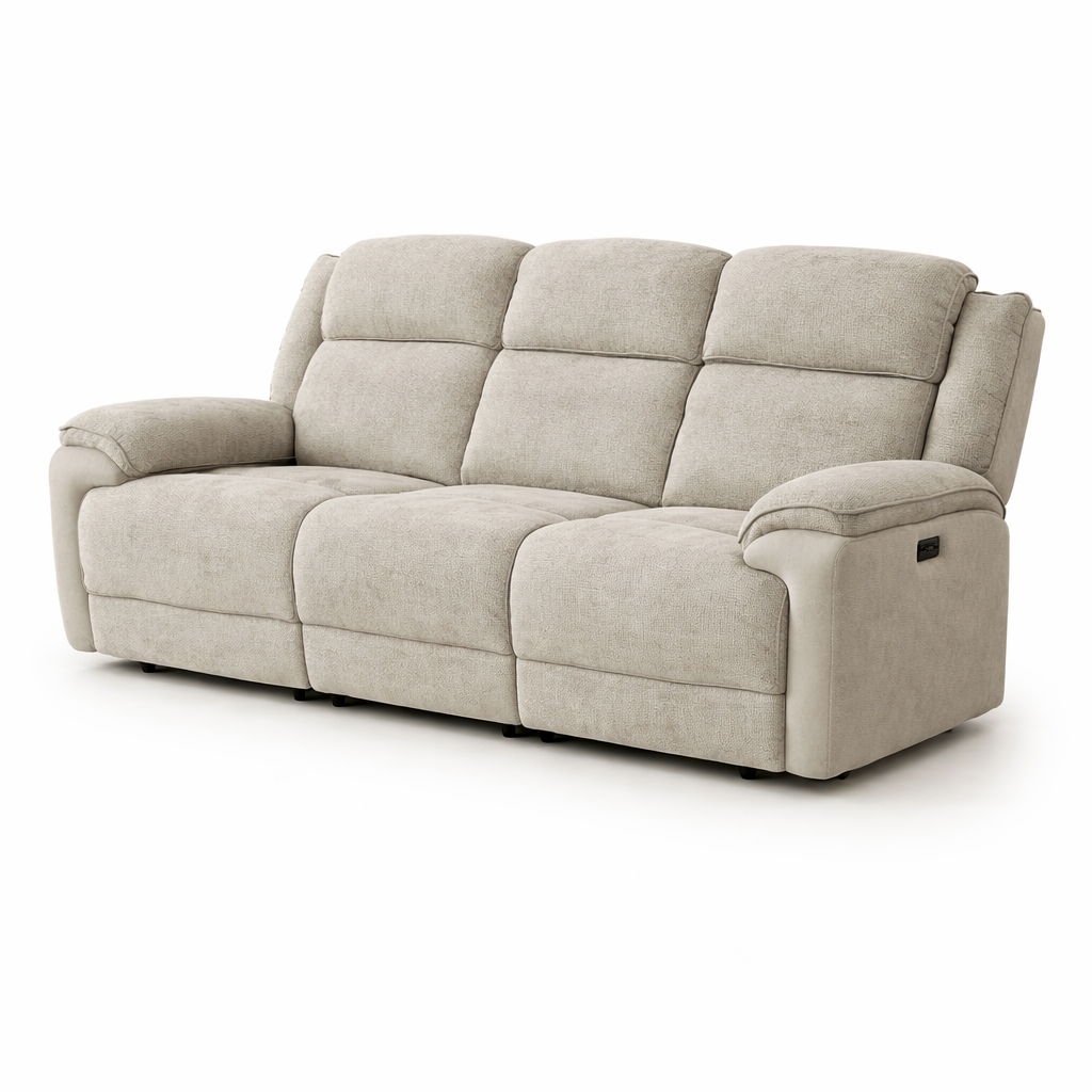 Angus Fabric Electric Recliner Sofa -Light Grey