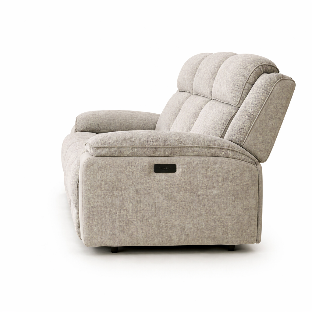 Angus Fabric Electric Recliner Sofa -Light Grey