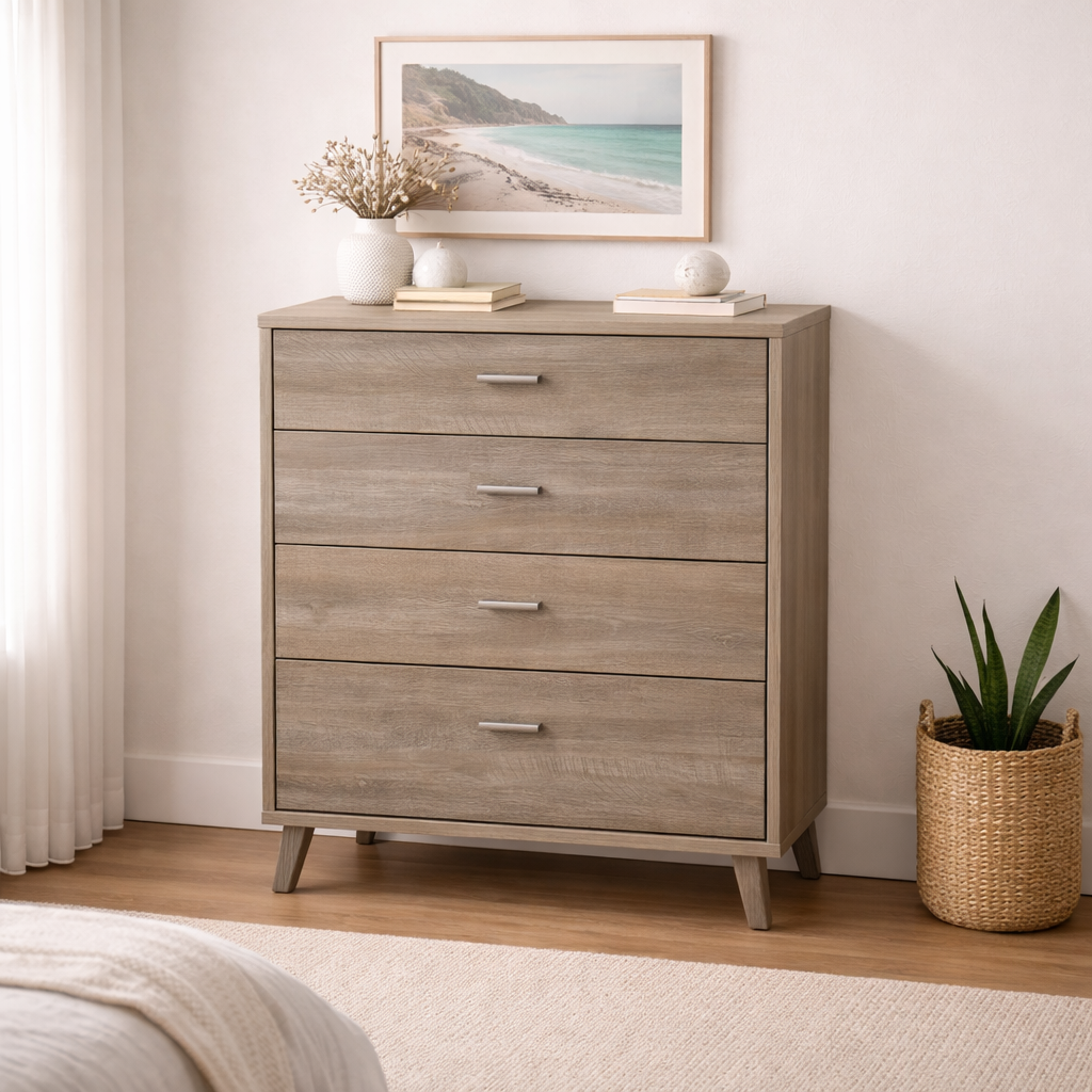 Ash Grey Tallboy -4 Drawer Chest
